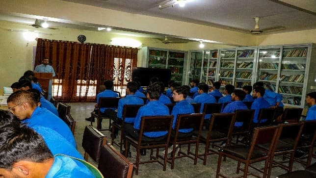 Students attending a session in the library